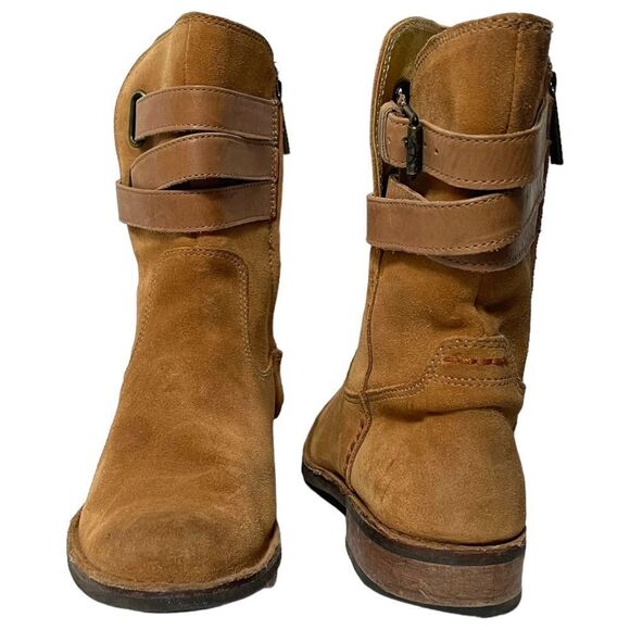 BUSSOLA Sevilla Suede Leather Moto Strap Boots 38 - Picture 2 of 11